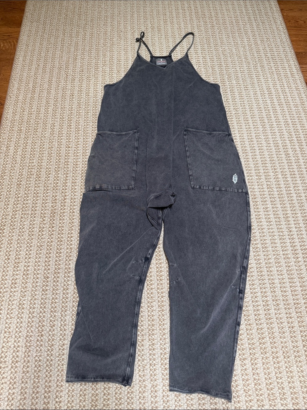 FP Movement by Free People Washed Black Relaxed-Strap Utility Jumpsuit